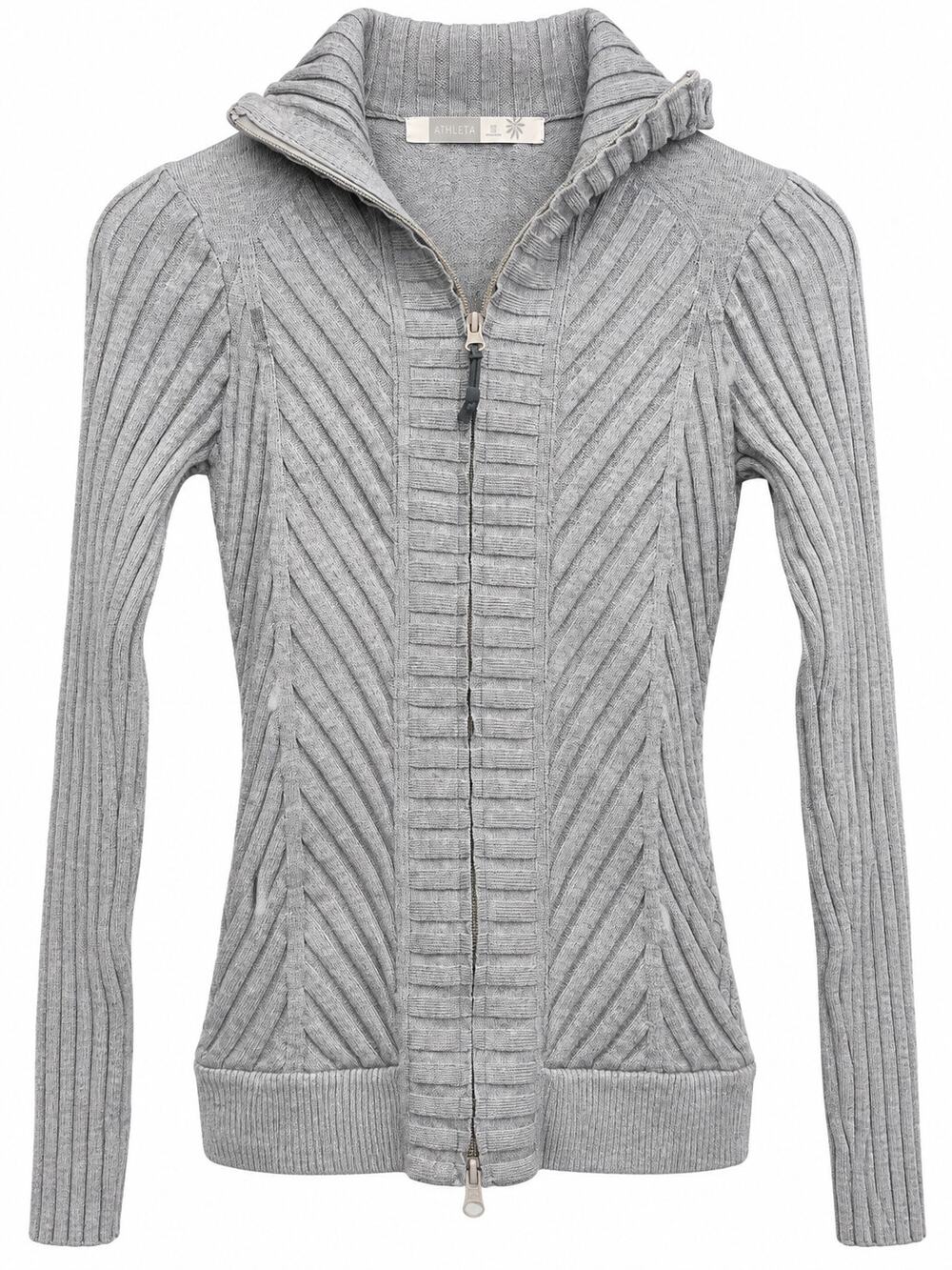 Athleta Gray Ribbed Zip Front Sweater Jacket XS